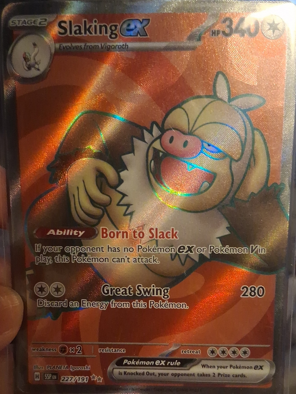 Slaking ex Holographic Trading Card - Orange Foil